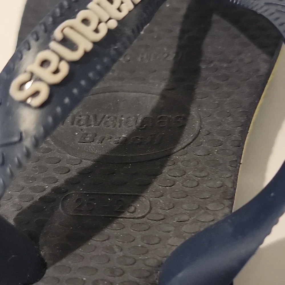 New BABY BRAZIL LOGO FLIP FLOPS NAVY BLUE size 25-26 usa 9/10c blue flip sandal